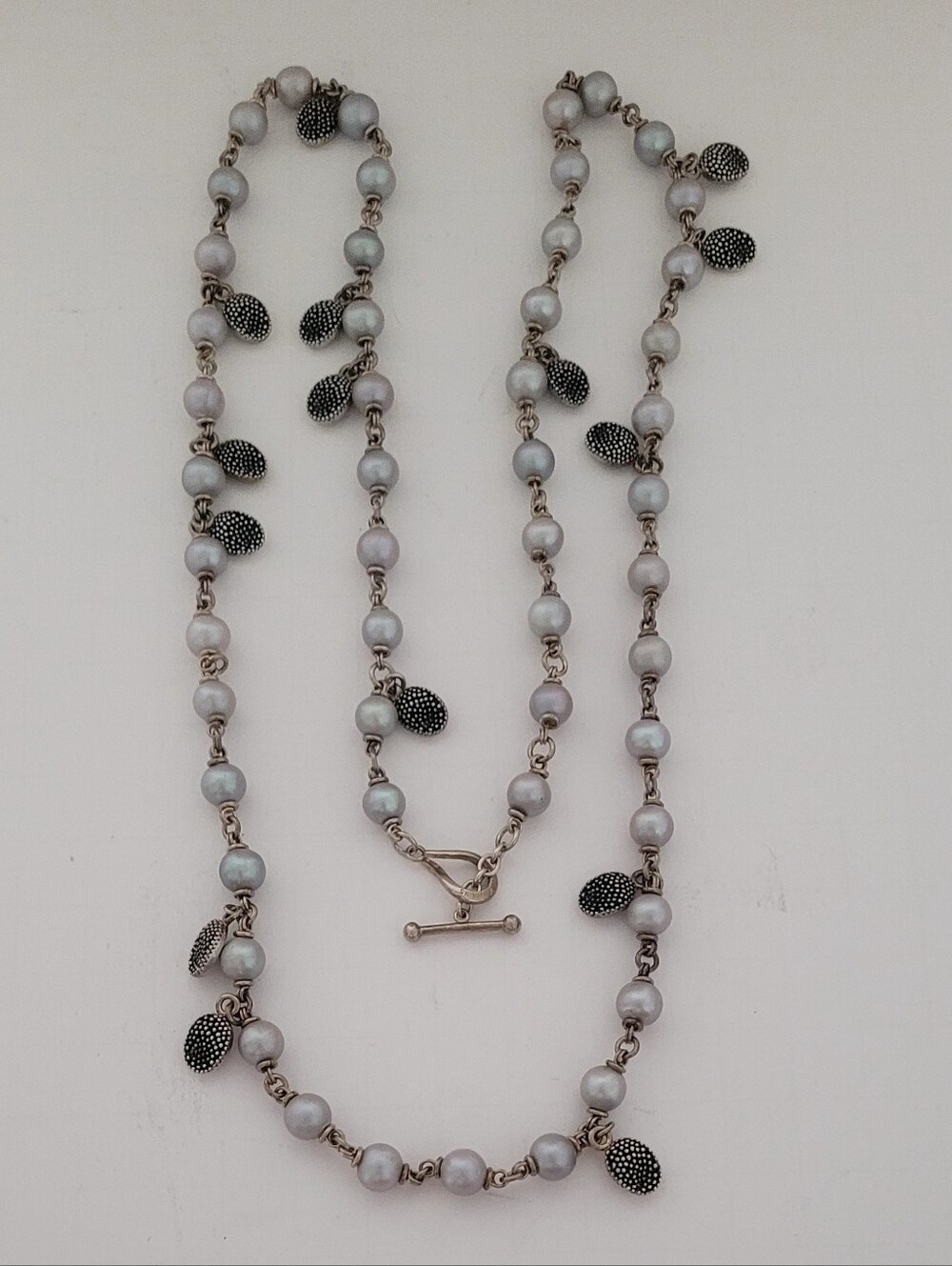 Stephen Dweck Sterling Silver Grey Pearl 37" Necklace